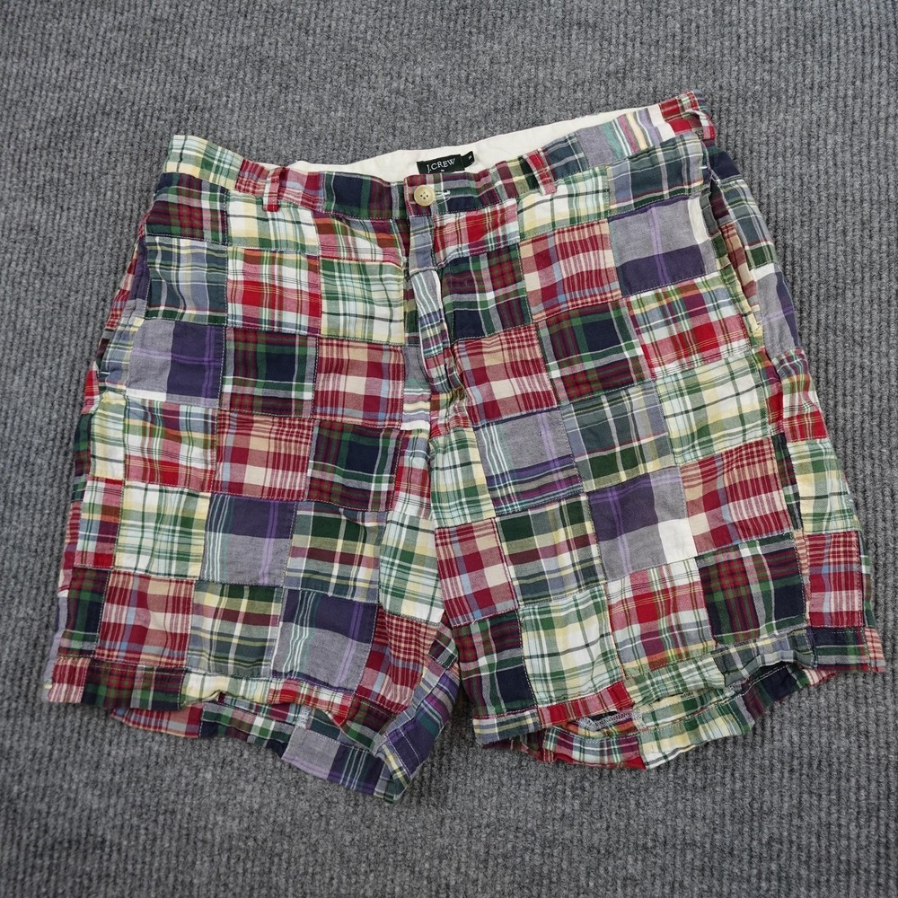 J.Crew Patchwork Madras Chino Shorts Mens 38 Multicolor Cotton Plaid 8 Inseam